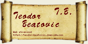 Teodor Beatović vizit kartica